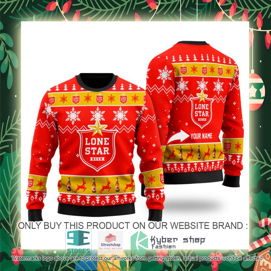 personalized funny lone star beer ugly christmas sweater 2 14521