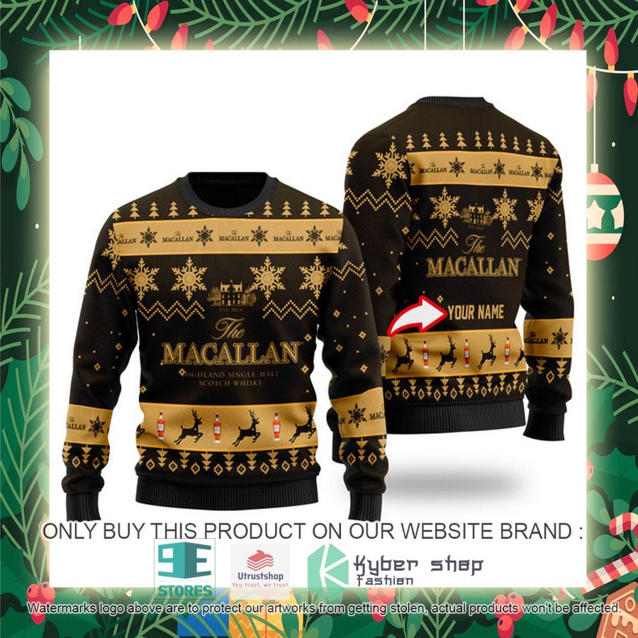 personalized funny macallan whisky ugly christmas sweater 2 31360