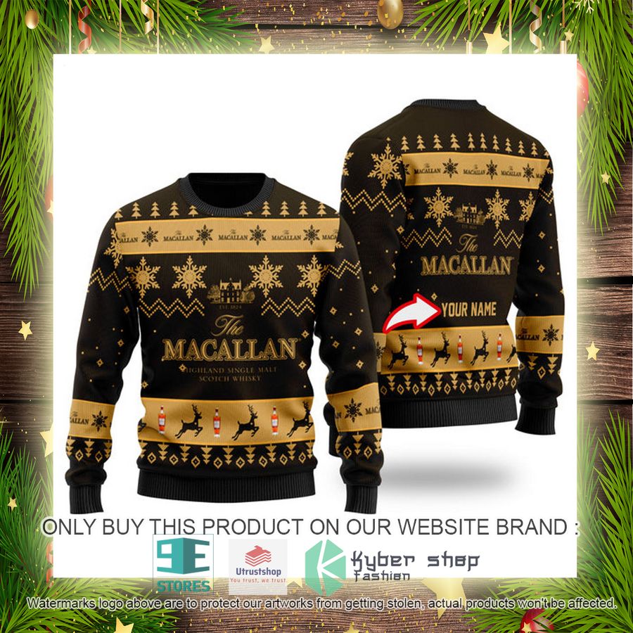 personalized funny macallan whisky ugly christmas sweater 4 95468