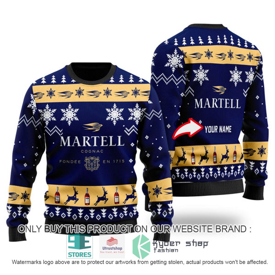 personalized funny martell cognac ugly christmas sweater 1 20501