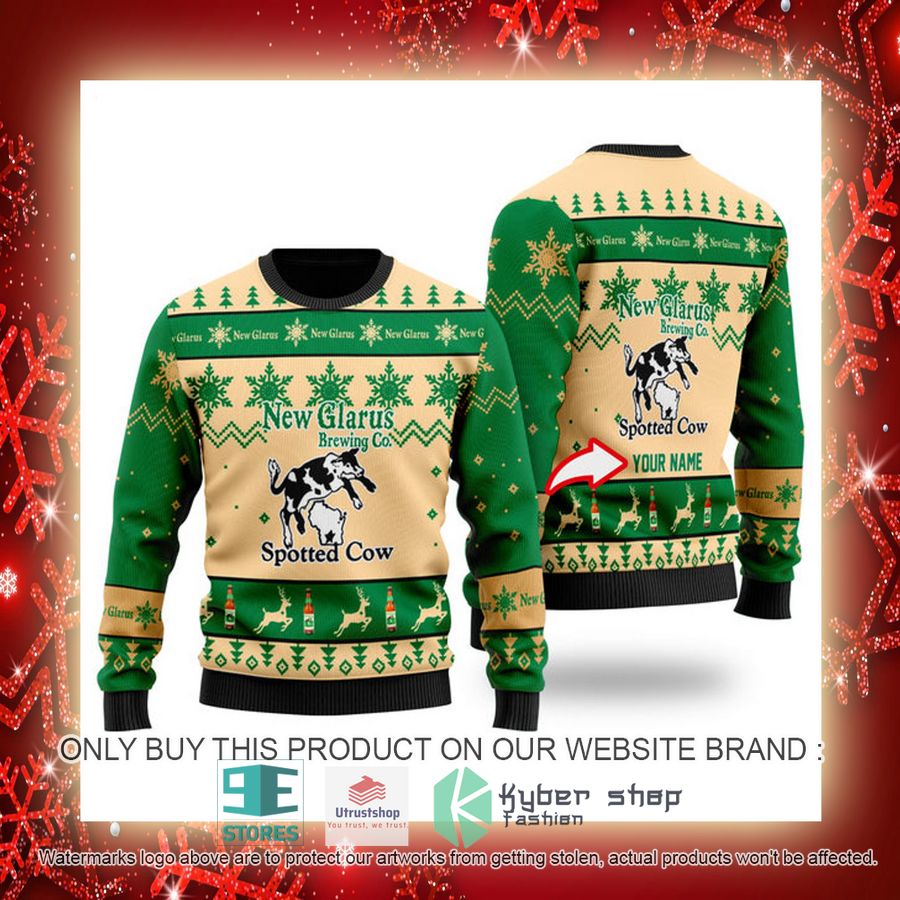 personalized funny spotted cow beer ugly christmas sweater 3 69620