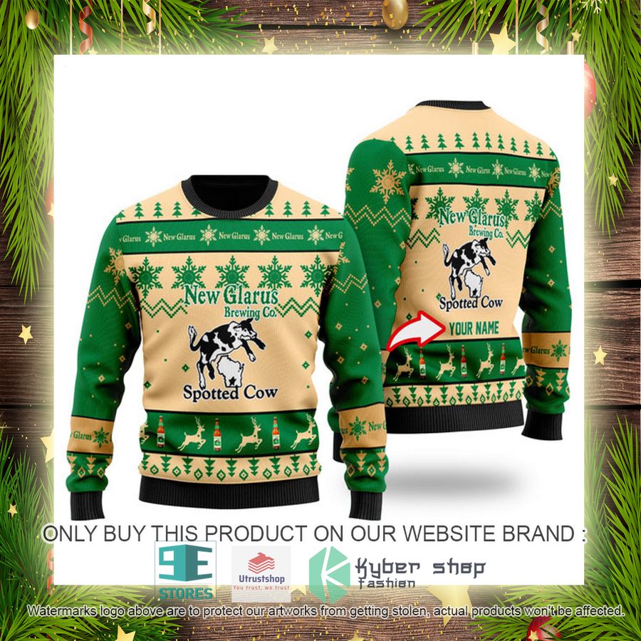personalized funny spotted cow beer ugly christmas sweater 4 60038