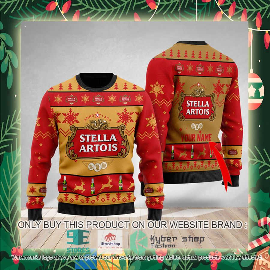 personalized funny stella artois ugly christmas sweater 2 26608