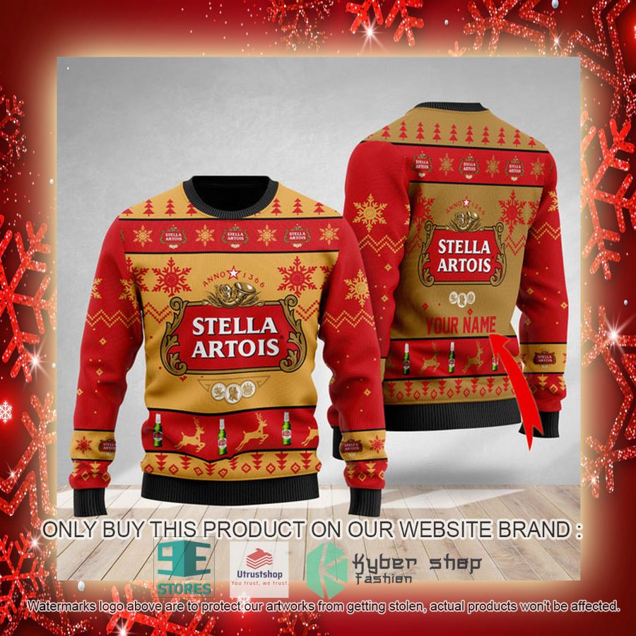 personalized funny stella artois ugly christmas sweater 3 71074