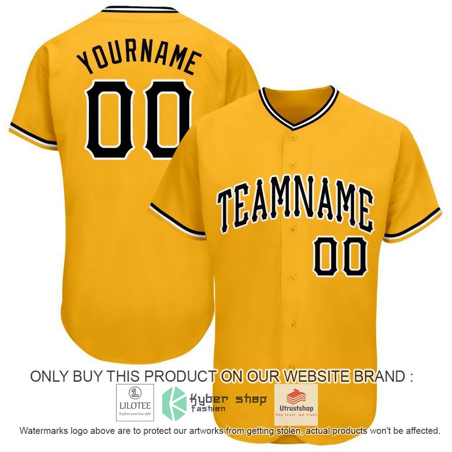 personalized gold black white baseball jersey 1 10432