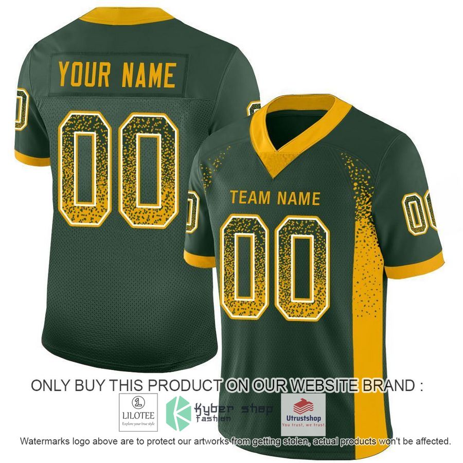 personalized green gold white mesh drift football jersey 1 38031