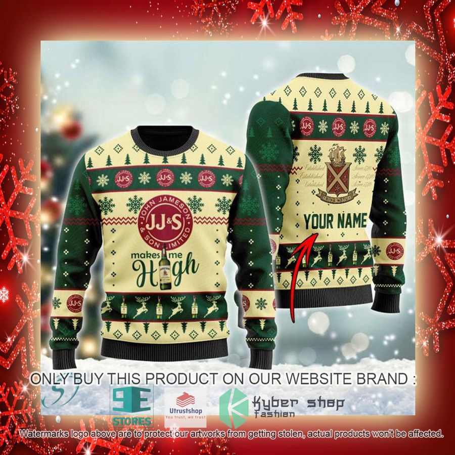 personalized jameson makes me high ugly christmas sweater 3 80786