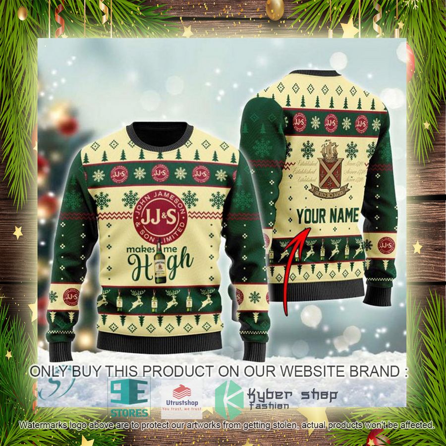 personalized jameson makes me high ugly christmas sweater 4 20139
