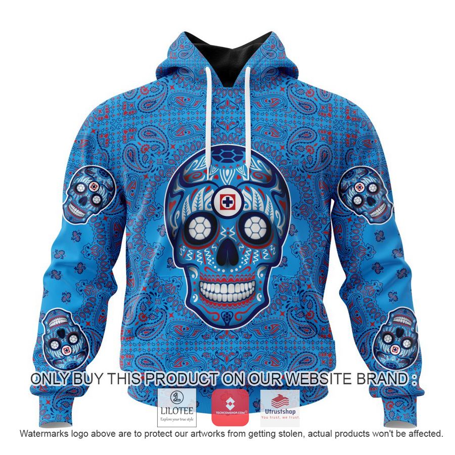 personalized liga mx cruz azul special sugar skull kits for dia de muertos 3d shirt hoodie 1 55838