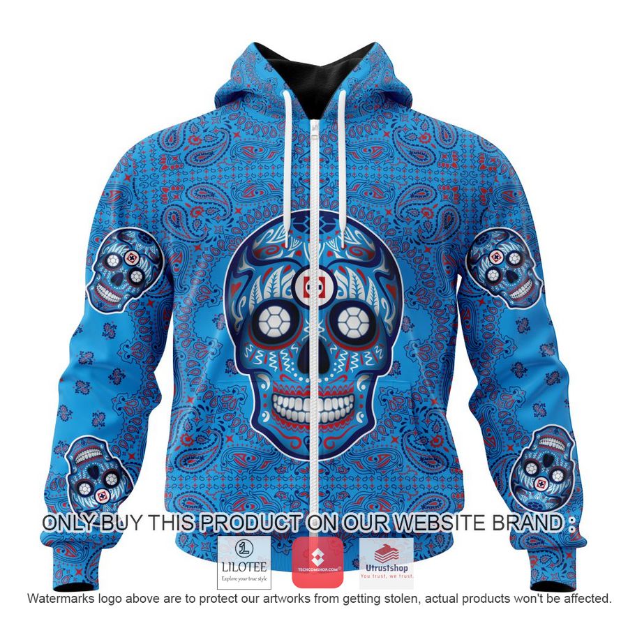 personalized liga mx cruz azul special sugar skull kits for dia de muertos 3d shirt hoodie 2 21029