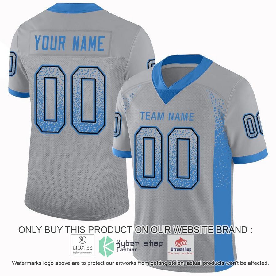 personalized light gray powder blue black mesh drift football jersey 1 15581
