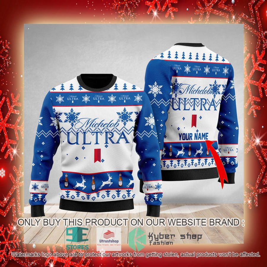personalized michelob ultra ugly christmas sweater 3 15839