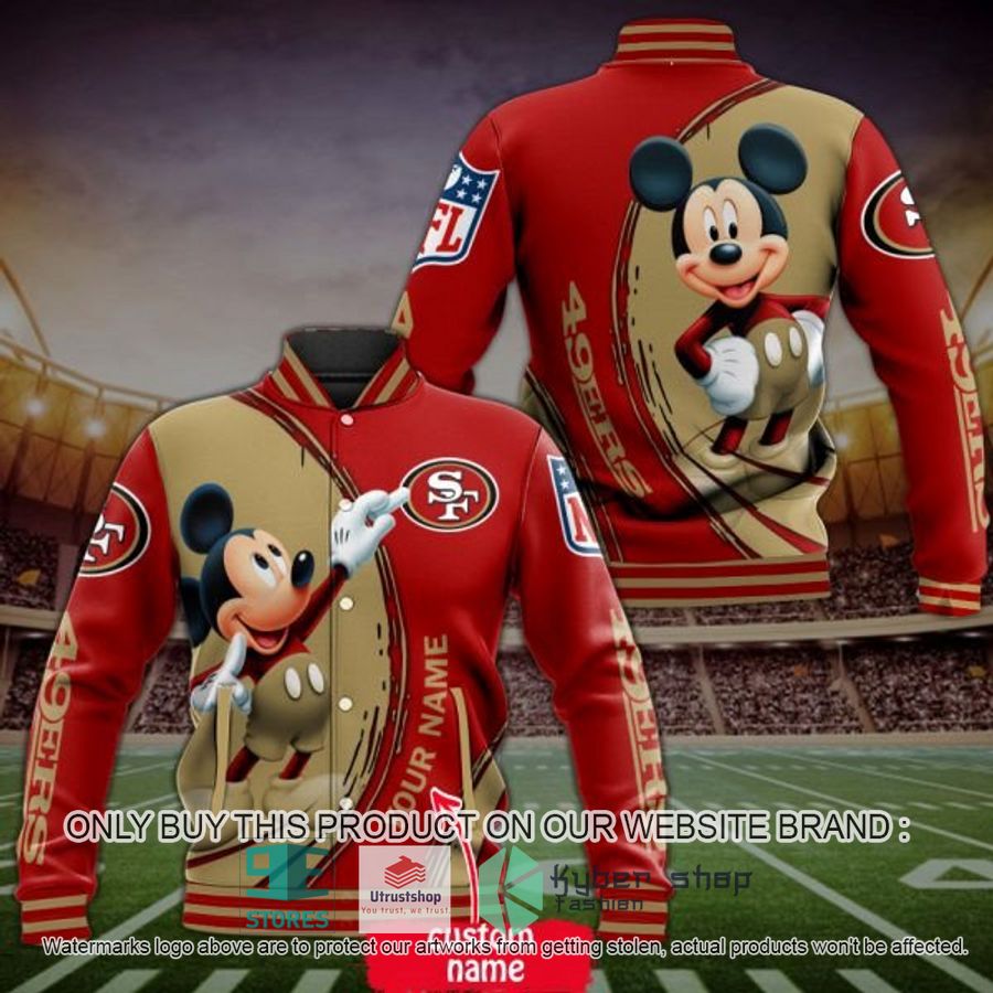 personalized mickey mouse nfl san francisco 49ers baseball jacket 1 29065