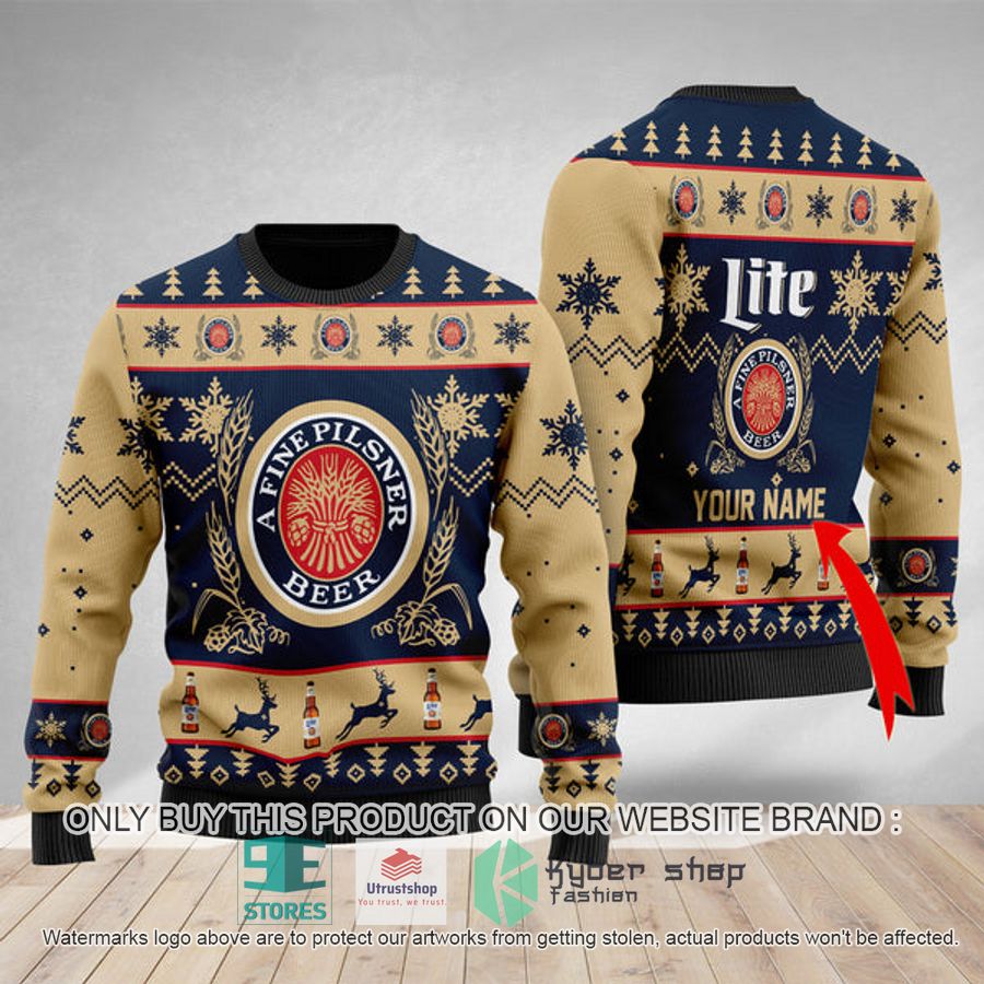 personalized miller lite ugly christmas sweater 1 39882