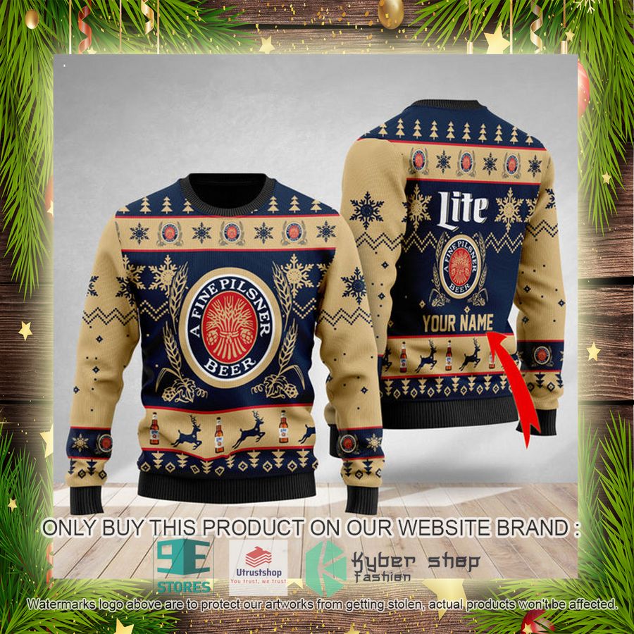 personalized miller lite ugly christmas sweater 4 41681