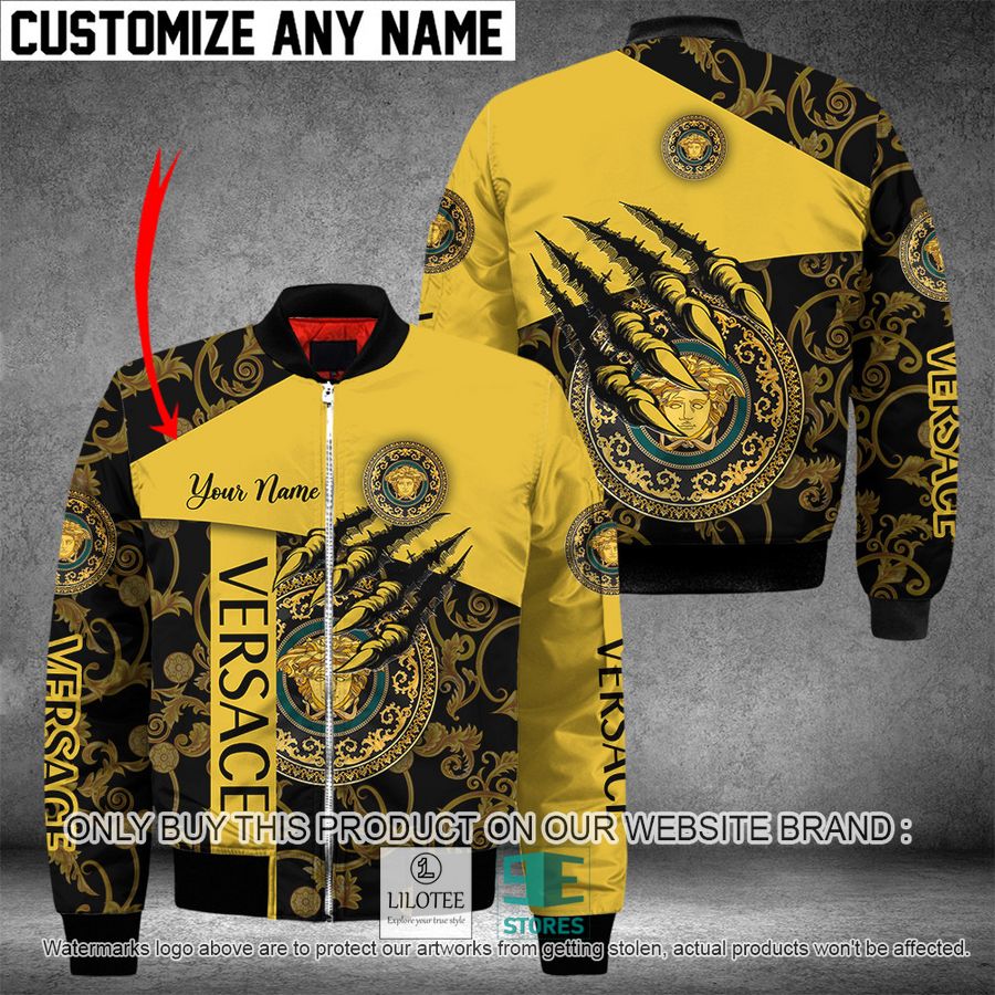 personalized monster hand versace yellow bomber jacket 1 44877