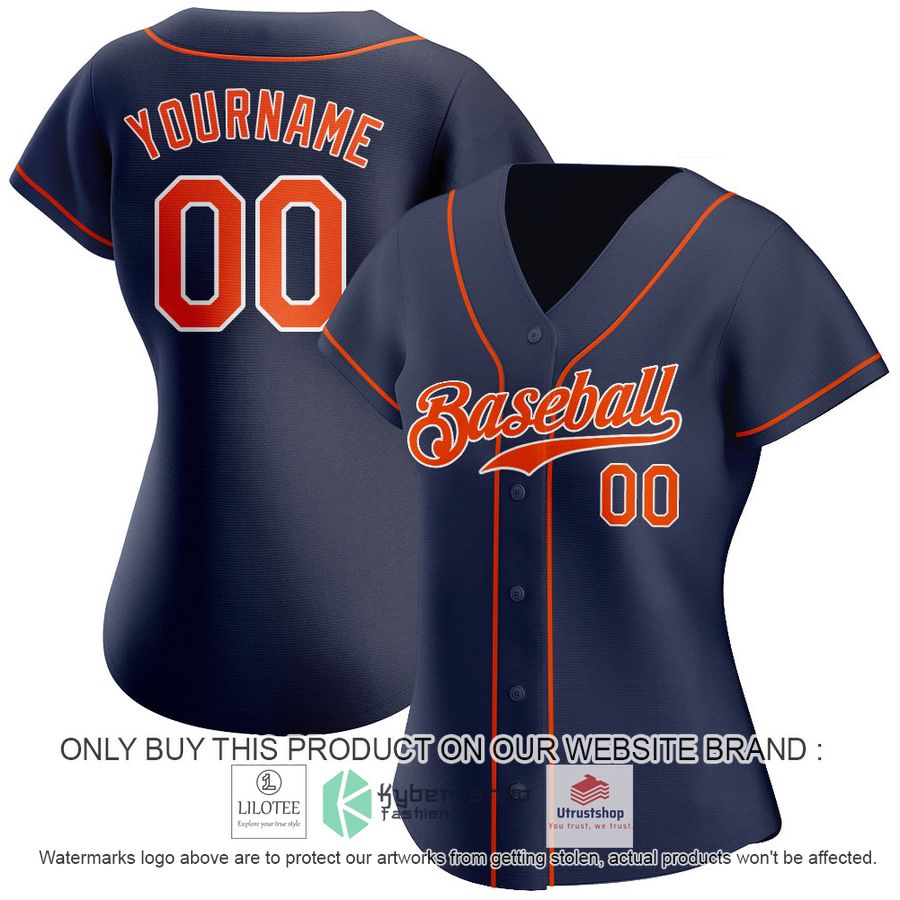 personalized navy orange white baseball jersey 2 95523