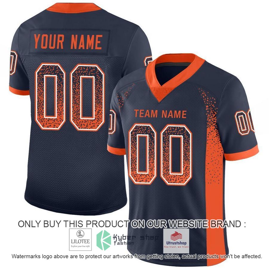 personalized navy orange white mesh drift football jersey 1 36114