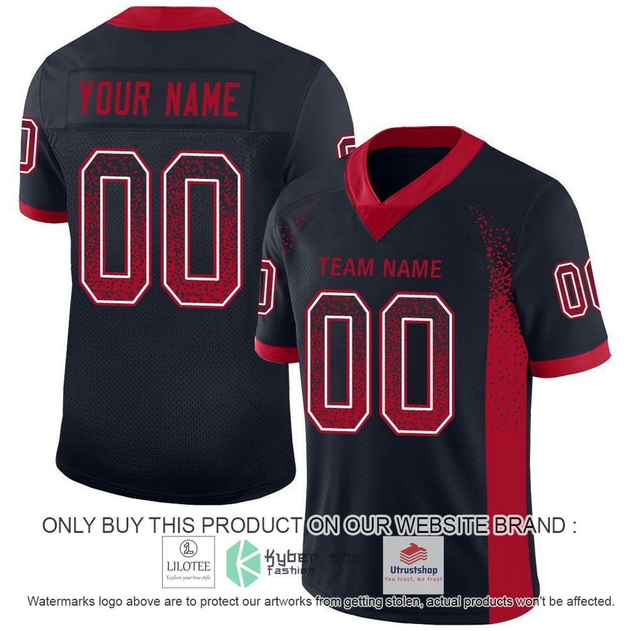personalized navy red white mesh drift football jersey 1 86408