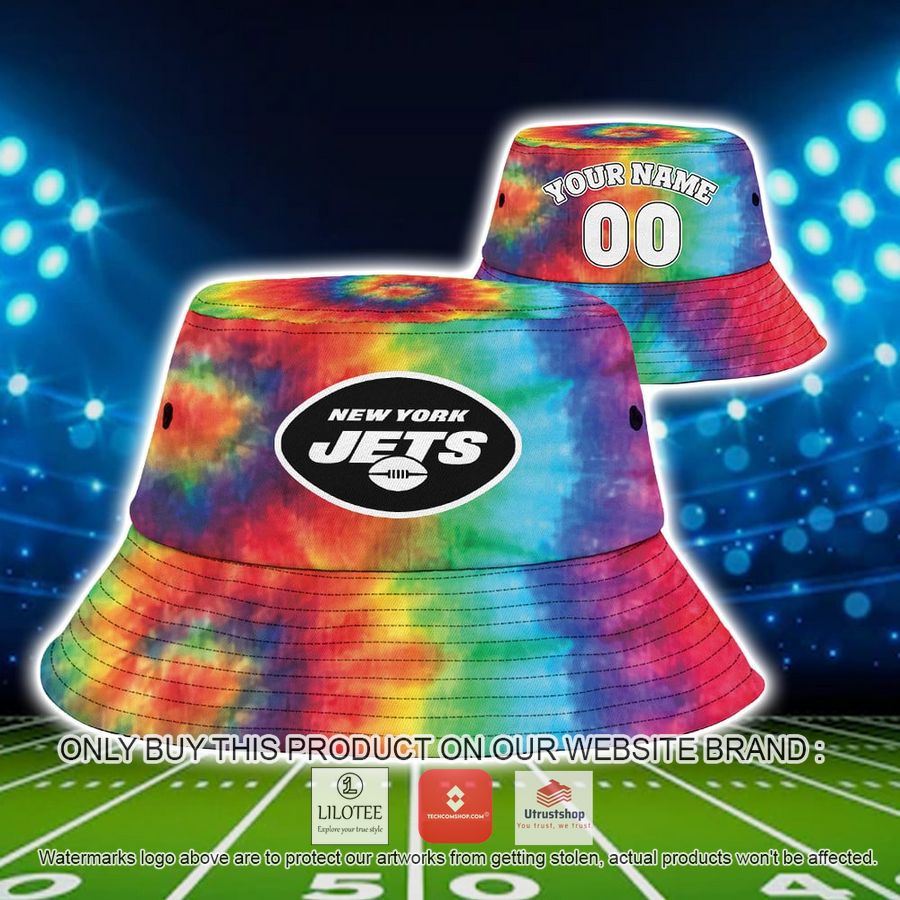 personalized new york jets crucial catch b bucket hat cap 4 42185