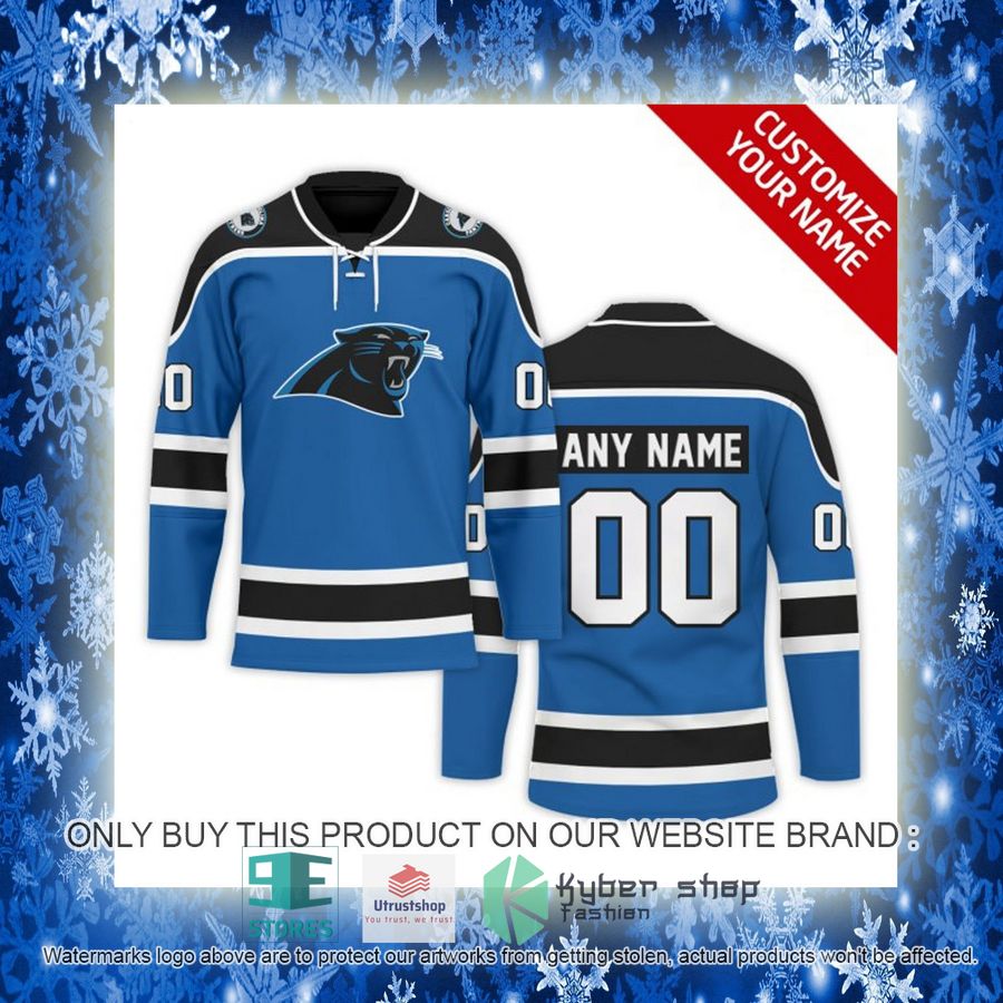 personalized nfl carolina panthers logo hockey jersey 10 76460