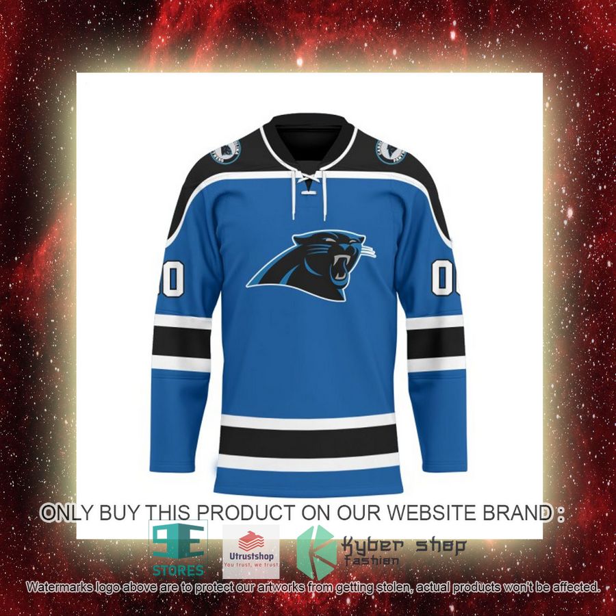 personalized nfl carolina panthers logo hockey jersey 8 54607