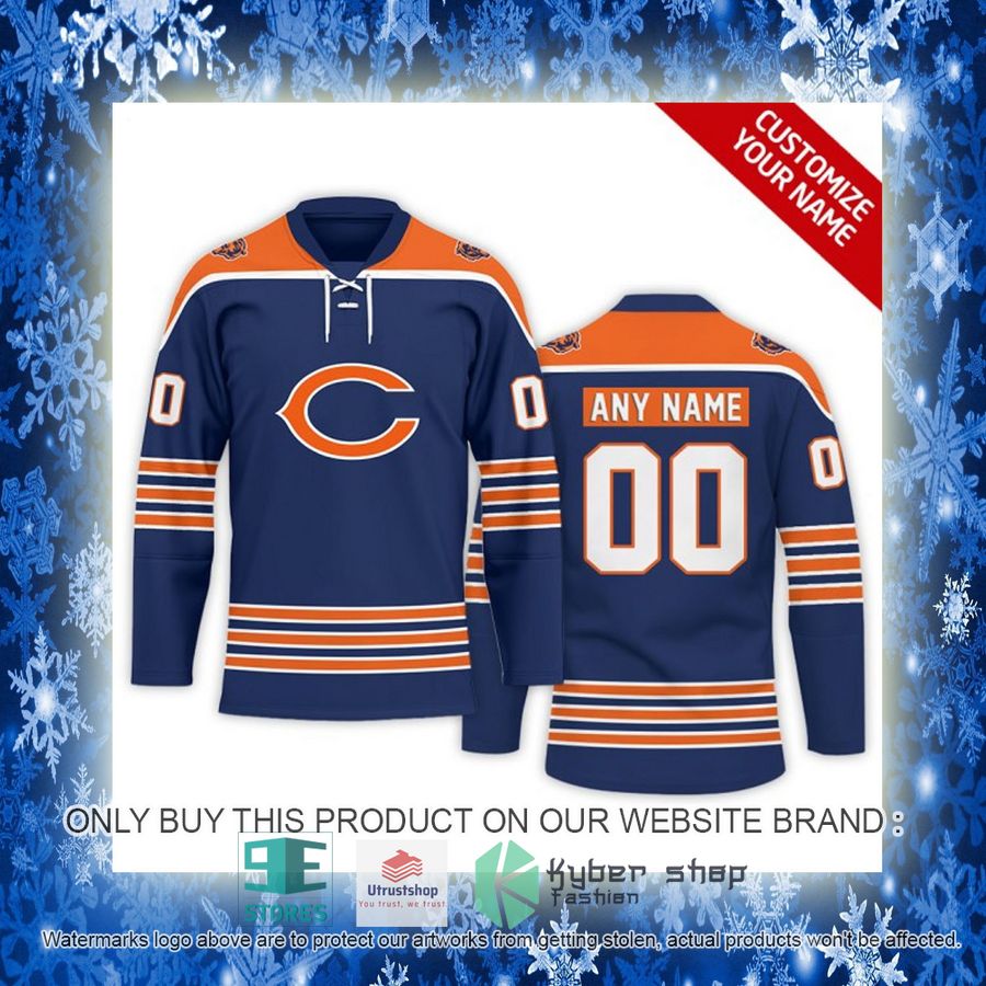 personalized nfl chicago bears logo hockey jersey 10 8533