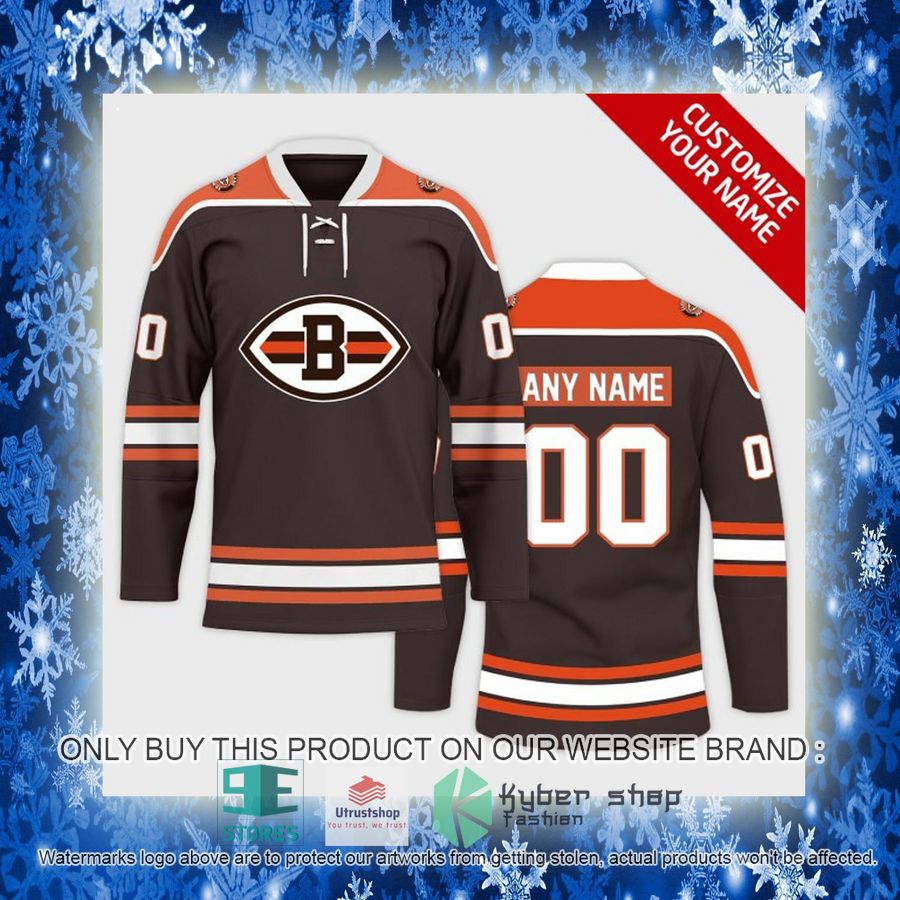 personalized nfl cleveland browns logo hockey jersey 10 10365