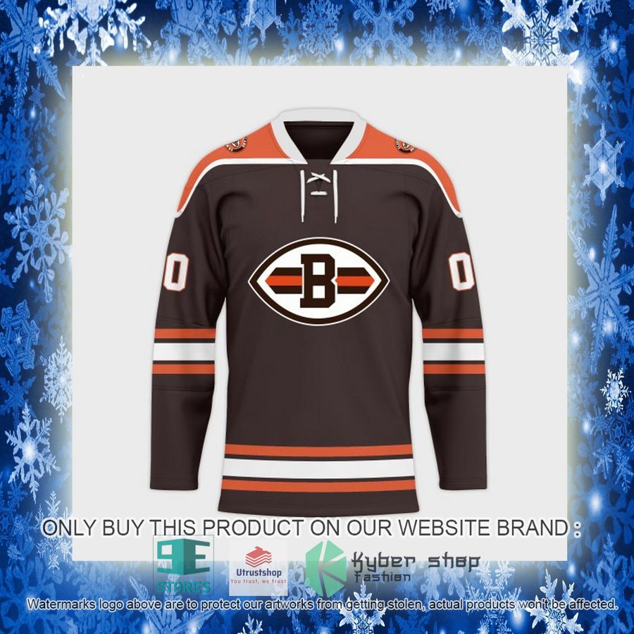 personalized nfl cleveland browns logo hockey jersey 11 83161