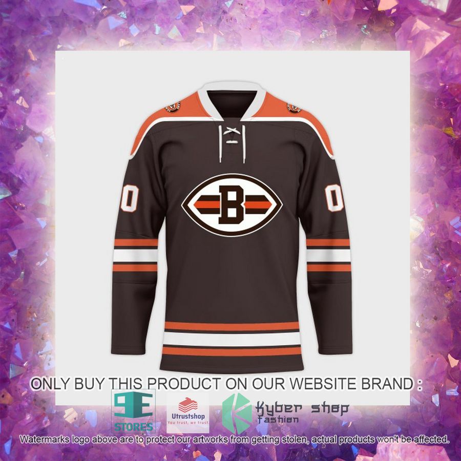personalized nfl cleveland browns logo hockey jersey 5 7100