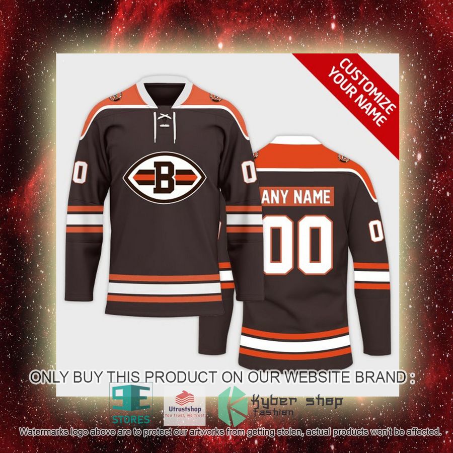 personalized nfl cleveland browns logo hockey jersey 7 84016
