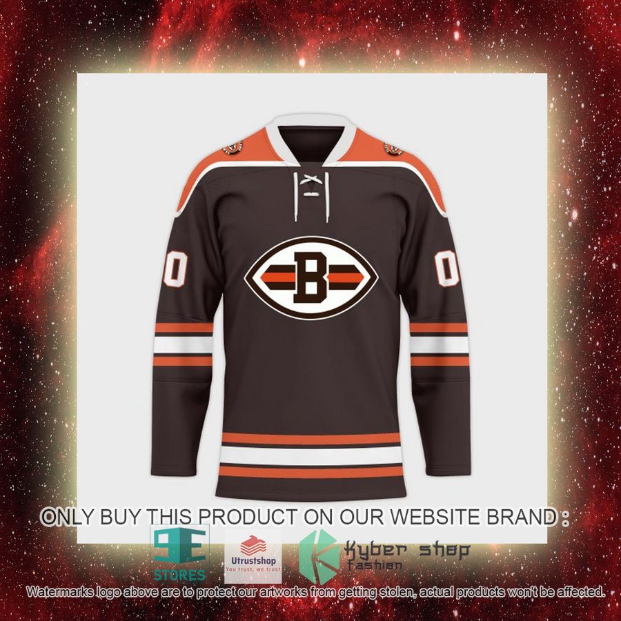 personalized nfl cleveland browns logo hockey jersey 8 69879