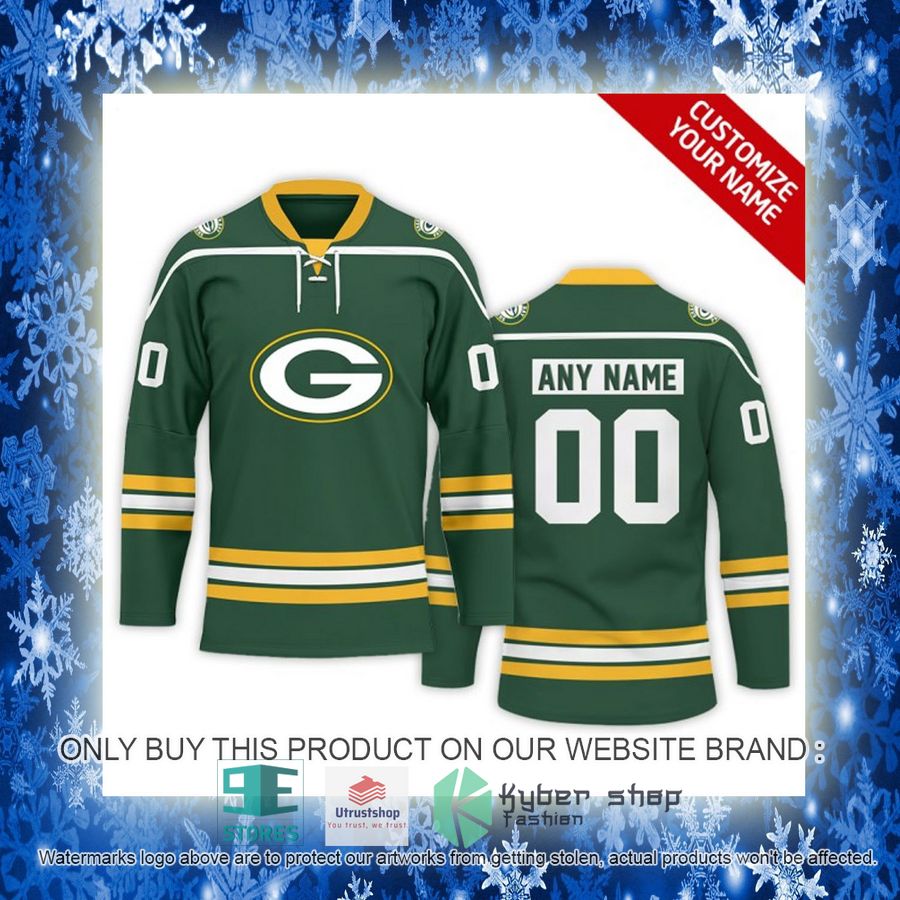 personalized nfl green bay packers logo hockey jersey 10 32451