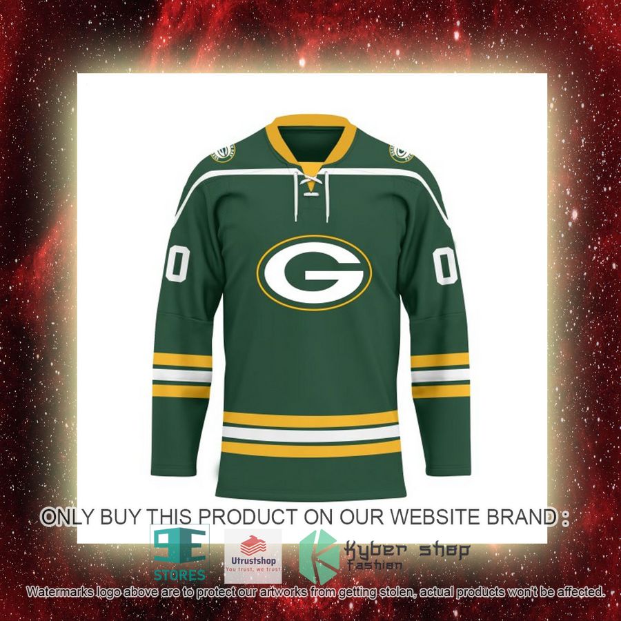 personalized nfl green bay packers logo hockey jersey 8 73995