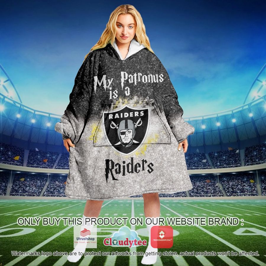 personalized nfl harry potter my patronus is raiders snuggie blanket hoodie 1 96358