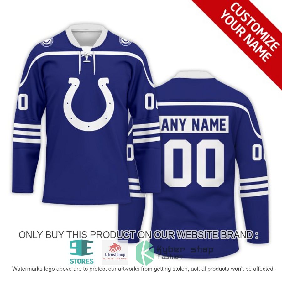 personalized nfl indianapolis colts logo hockey jersey 1 78575