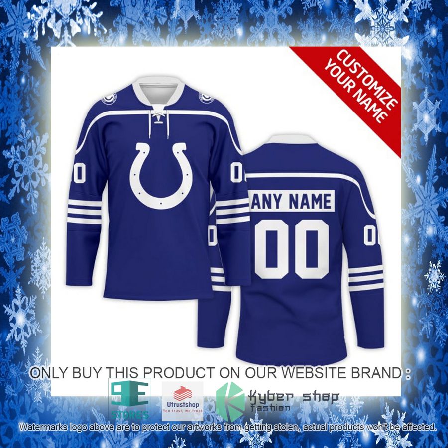 personalized nfl indianapolis colts logo hockey jersey 10 63856