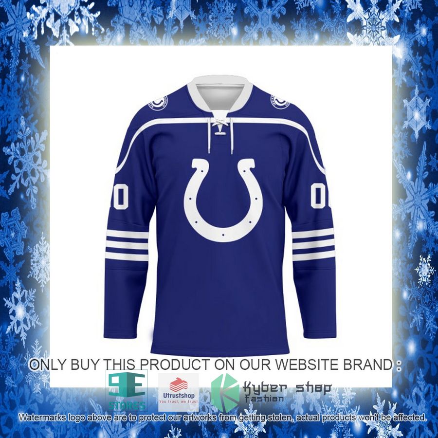 personalized nfl indianapolis colts logo hockey jersey 11 42081