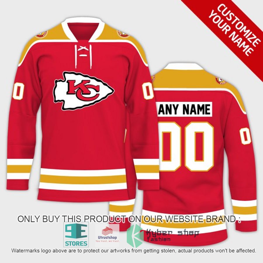 personalized nfl kansas city chiefs logo hockey jersey 1 30697