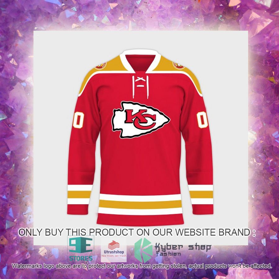 personalized nfl kansas city chiefs logo hockey jersey 5 6910