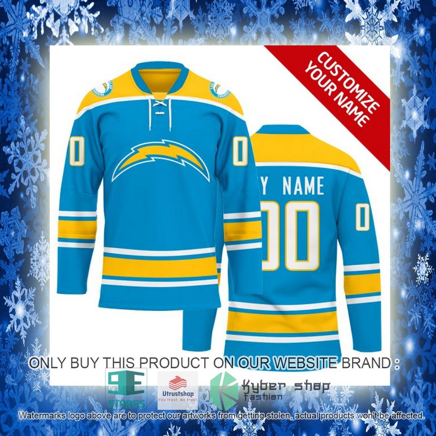 personalized nfl los angeles chargers logo hockey jersey 10 56794