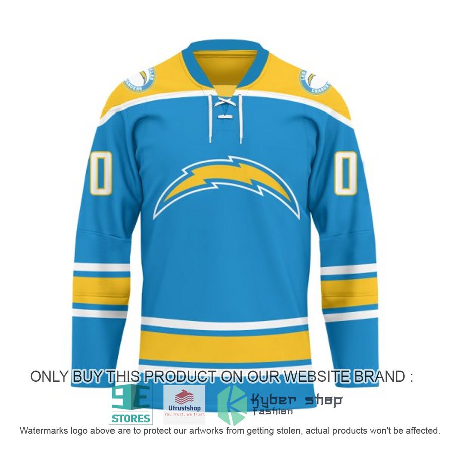 personalized nfl los angeles chargers logo hockey jersey 2 10969