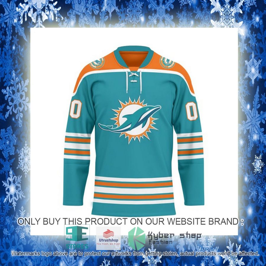 personalized nfl miami dolphins logo hockey jersey 11 72172