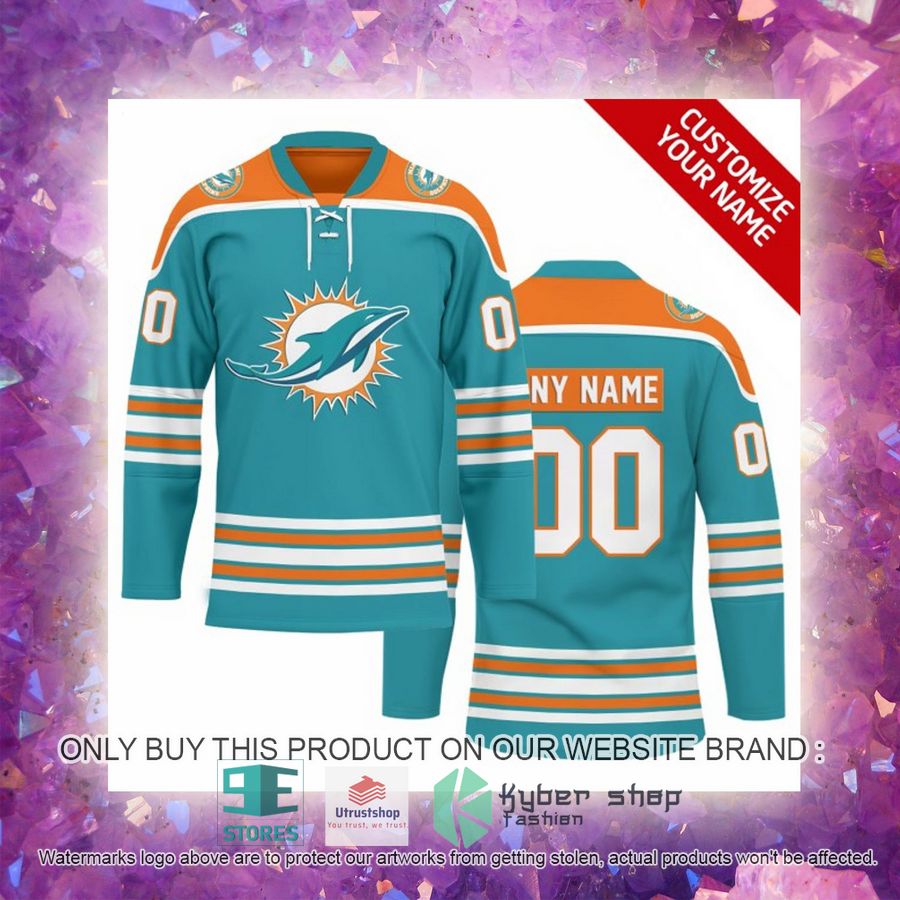 personalized nfl miami dolphins logo hockey jersey 4 23591