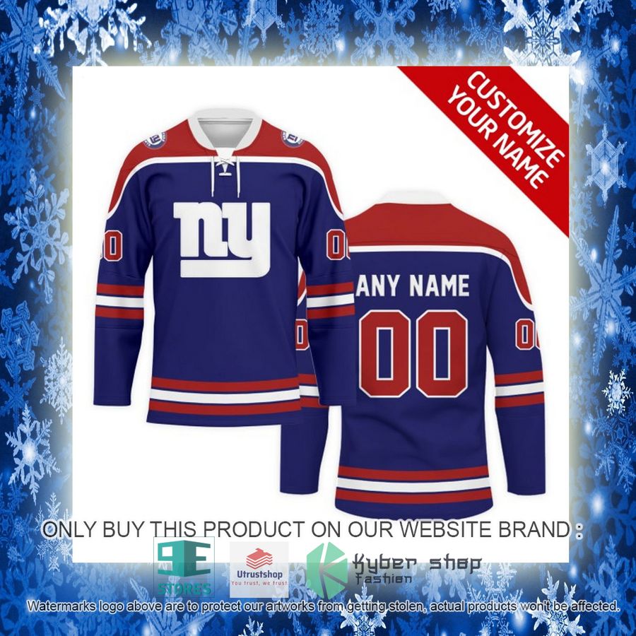personalized nfl new york giants logo hockey jersey 10 90407