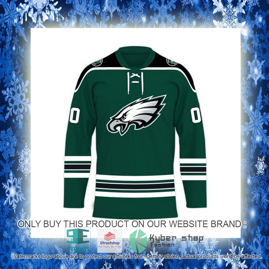 personalized nfl philadelphia eagles logo hockey jersey 11 9784