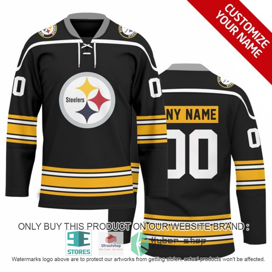 personalized nfl pittsburgh steelers logo hockey jersey 1 53773