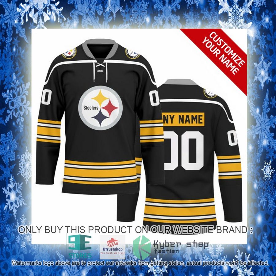 personalized nfl pittsburgh steelers logo hockey jersey 10 92953