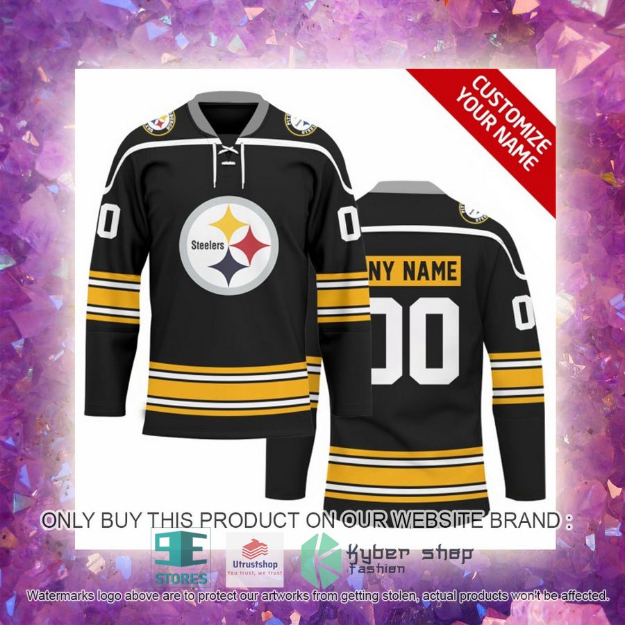 personalized nfl pittsburgh steelers logo hockey jersey 4 99546