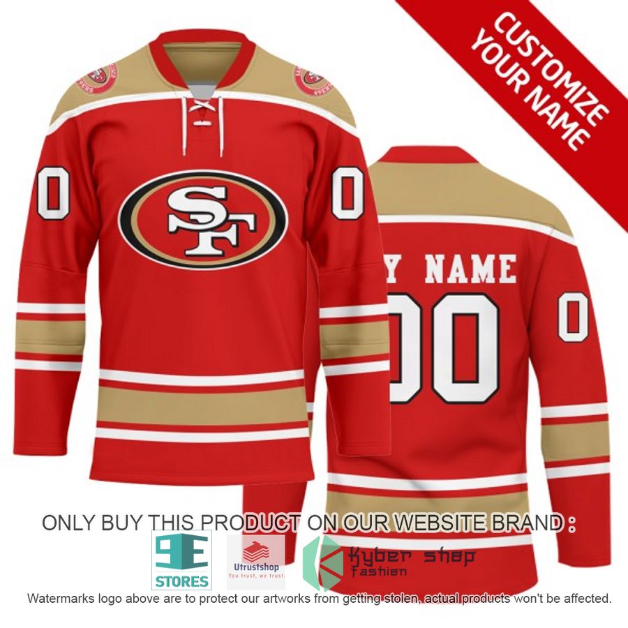 personalized nfl san francisco 49ers logo hockey jersey 1 79437